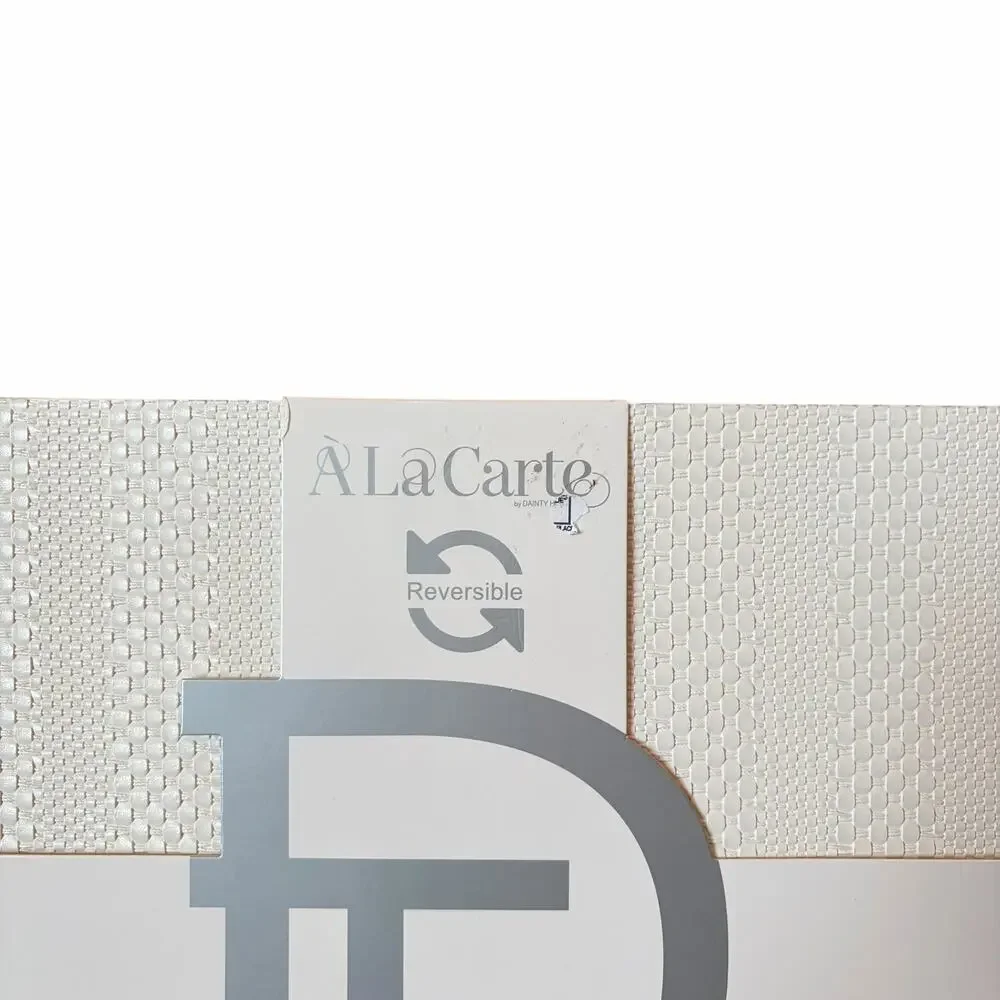 Ala Carte Vegan Leather Reversible Placemats 12x18 Set of 4 Cream Textured New